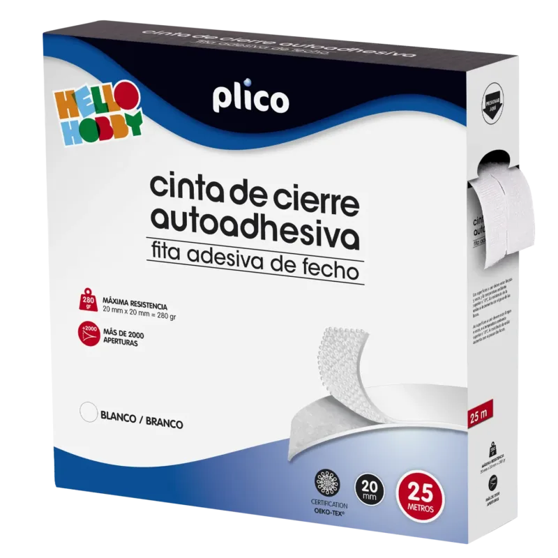 Conjunto de Fitas de Fecho Autoadesivas 25m, blanco